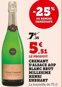 Bi1 Cremant d'alsace aop blanc brut millesime henri ehrhart offre
