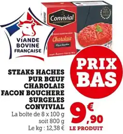 Bi1 Steaks haches pur bœuf charolais facon bouchere surgeles convivial offre
