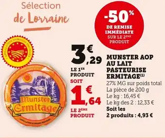 Bi1 Munster aop au lait pasteurise ermitage offre