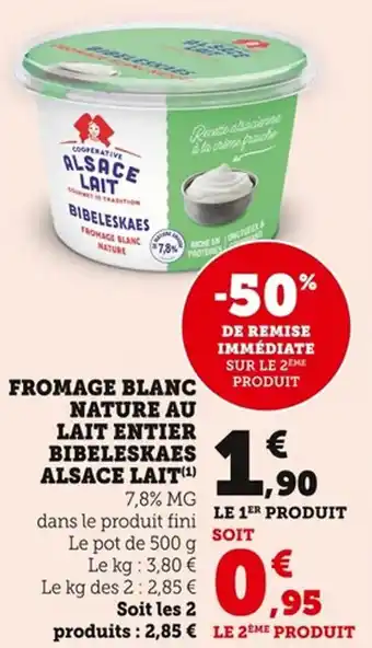 Bi1 Fromage blanc nature au lait entier bibeleskaes alsace lait offre