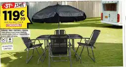 Centrakor Table + fauteuils + parasol offre