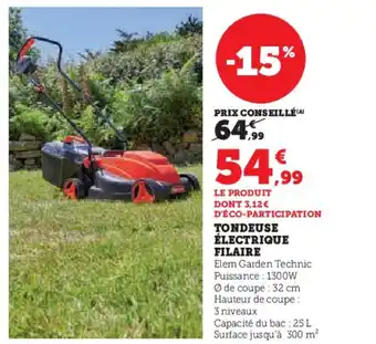 Hyper U Tondeuse électrique filaire offre