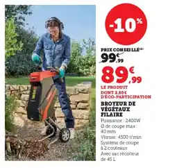 Hyper U Broyeur de végétaux filaire offre