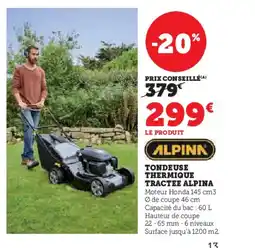 Hyper U ALPINA Tondeuse thermique tracte offre