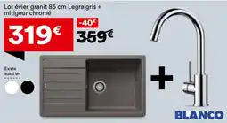BUT Lot évier granit 86 cm legra gris + mitigeur chromé offre