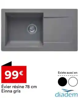 BUT Évier résine 78 cm Einna gris offre