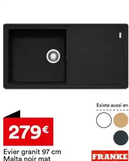 BUT Evier granit 97 cm Malta noir mat offre