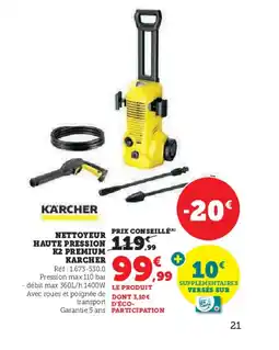Hyper U KARCHER Nettoyeur haute pression k2 premium offre