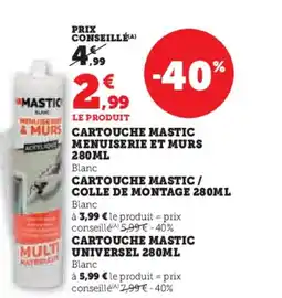 Hyper U Cartouche mastic/ menuiserie et murs offre