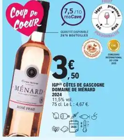 E.Leclerc IGP CÔTES DE GASCOGNE DOMAINE DE MENARD 2024 offre