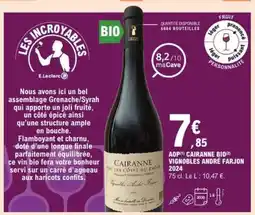 E.Leclerc AOP(1) CAIRANNE BIO(2) VIGNOBLES ANDRÉ FARJON 2024 offre