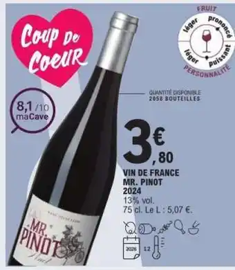 E.Leclerc VIN DE FRANCE MR. PINOT 2024 offre
