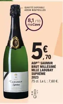 E.Leclerc AOP Saumur Brut Millésimé Mlle Ladubay Suprême 2023 offre