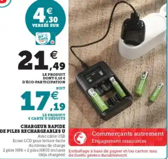 Hyper U Chargeur rapide de piles rechargeables u offre
