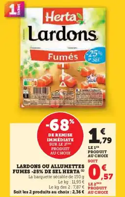 U Express Lardons ou allumettes fumes de sel herta offre