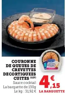 U Express Couron ne de queues de crevettes decortiquees cuites offre