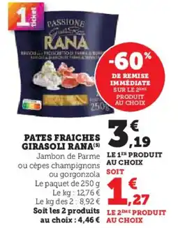 U Express Pates fraiches girasoli rana offre