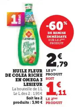 U Express Huile fleur de colza riche en omega 3 lesieur offre
