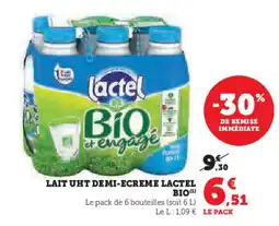 U Express Lait uht demi ecreme lactel bio offre