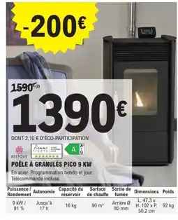 E.Leclerc Brico Poêle à granulés pico 9 kw offre