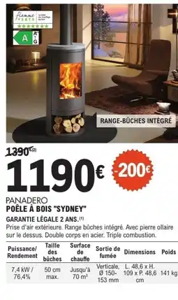 E.Leclerc Brico PANADERO Poêle à bois sydney offre