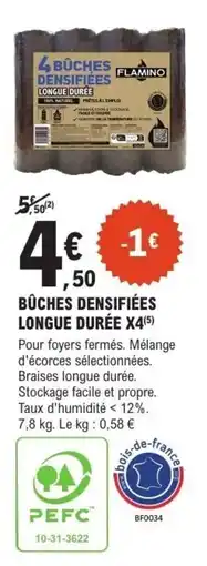 E.Leclerc Brico Bûches densifiées longue durée x4 offre