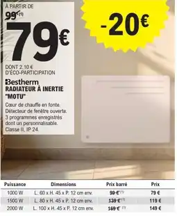 E.Leclerc Brico BESTHERM Radiateur à inertie motu offre