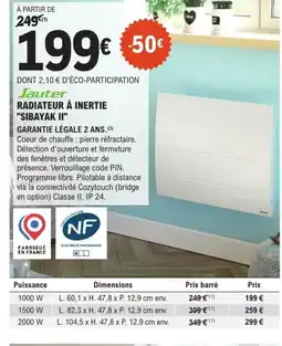 E.Leclerc Brico SAUTER Radiateur à inertie sibayak ii offre