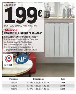 E.Leclerc Brico NOIROT Radiateur à inertie radiaflo offre