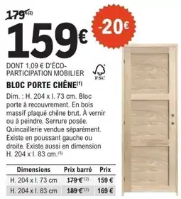 E.Leclerc Brico Bloc porte chêne offre