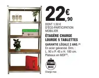E.Leclerc Brico Étagère charge lourde 5 tablettes offre
