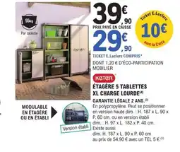 E.Leclerc Brico KETER Étagère 5 tablettes xl charge lourde offre