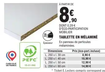 E.Leclerc Brico Tablette en mélaminé offre