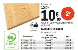 E.Leclerc Brico Tablette en sapin offre
