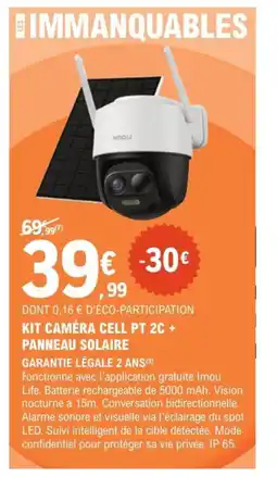 E.Leclerc Brico Kit caméra cell pt 2c + panneau solaire offre