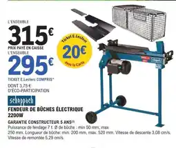 E.Leclerc Brico SCHEPPACH Fendeur de bûches électrique offre