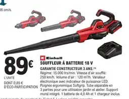 E.Leclerc Brico EINHELL Souffleur à batterie 18 v offre
