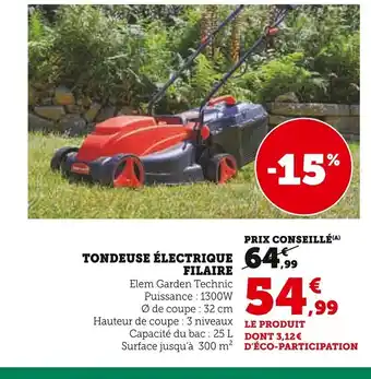 Super U Tondeuse électrique filaire offre