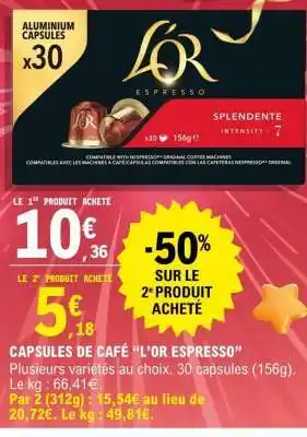 E.Leclerc Capsules de café L'OR Espresso offre