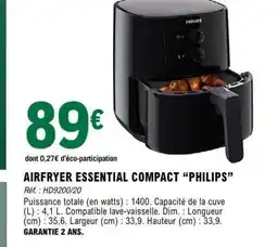 E.Leclerc AIRFRYER ESSENTIAL COMPACT PHILIPS offre