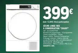 E.Leclerc SÈCHE-LINGE 9KG À CONDENSATION “SHARP” offre