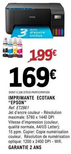 E.Leclerc IMPRIMANTE ECOTANK “EPSON” offre