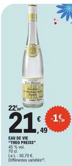 E.Leclerc EAU DE VIE “THEO PREISS” offre