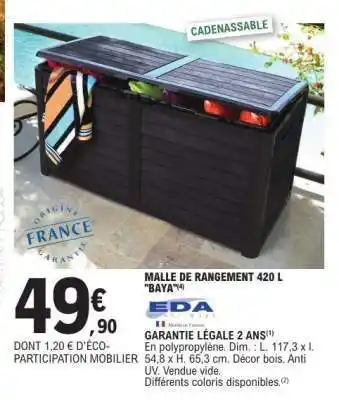 E.Leclerc MALLE DE RANGEMENT 420 L BAYA offre