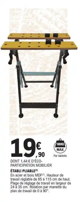 E.Leclerc ÉTABLI PLIABLE offre