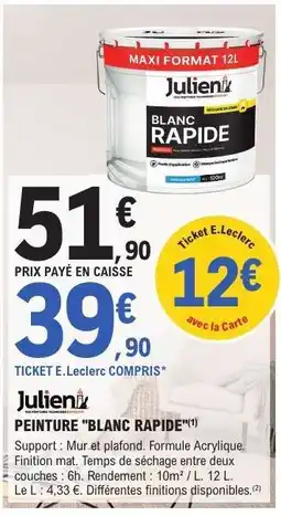 E.Leclerc PEINTURE BLANC RAPIDE offre