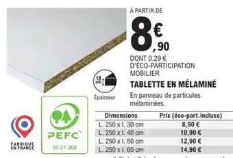 E.Leclerc TABLETTE EN MÉLAMINÉ offre