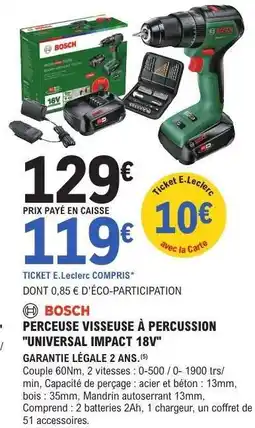 E.Leclerc BOSCH PERCEUSE VISSEUSE À PERCUSSION UNIVERSAL IMPACT 18V offre