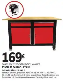 E.Leclerc ÉTABLI DE GARAGE + ÉTAU offre