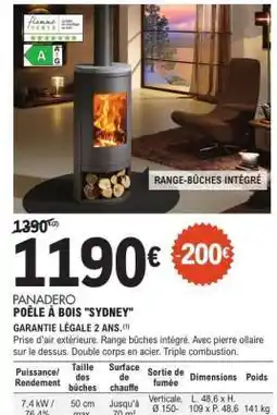 E.Leclerc PANADERO POÊLE À BOIS SYDNEY offre